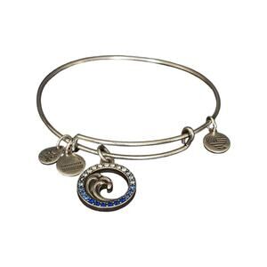 ALEX AND ANI Crystal Wave Charm Bracelet Bangle Swarvoski Rafaelian Silver FLAWS